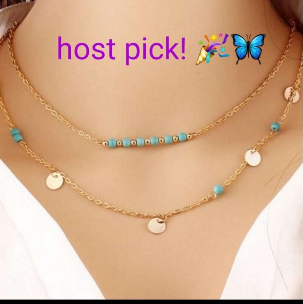 Layered boho beaded and gold necklace - Picture 1 of 5
